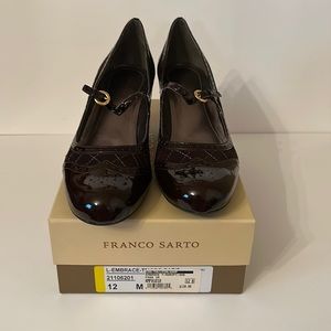 Franco Sarto Patten Chocolate Brown Mary Jane W/Kitten Heels